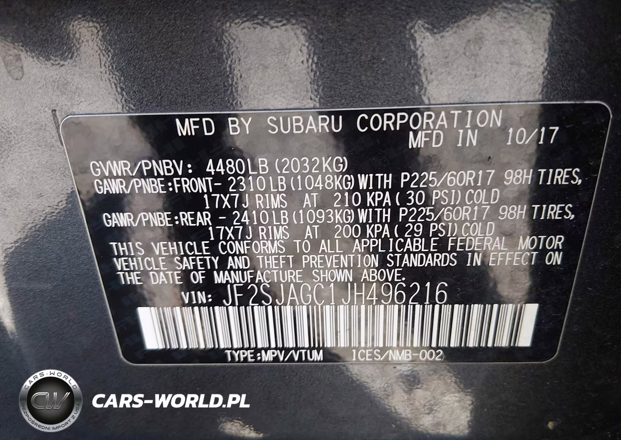 2018 Subaru Forester 2.5I Premium VIN:JF2SJAGC1JH496216 - 9