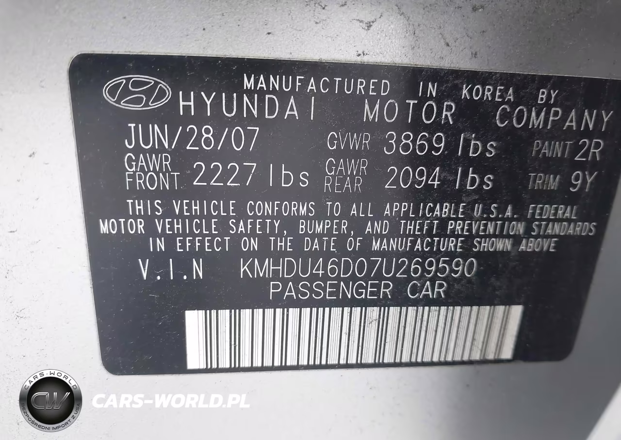 2007 Hyundai Elantra Gls-Ltd-Se VIN:KMHDU46D07U269590 - 9