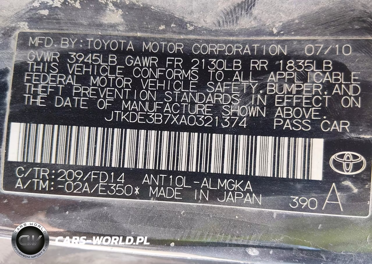 2010 Scion Tc VIN:JTKDE3B7XA0321374 - 9