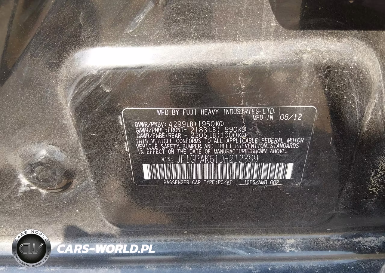 2013 Subaru Impreza 2.0I Limited VIN:JF1GPAK61DH212369 - 9