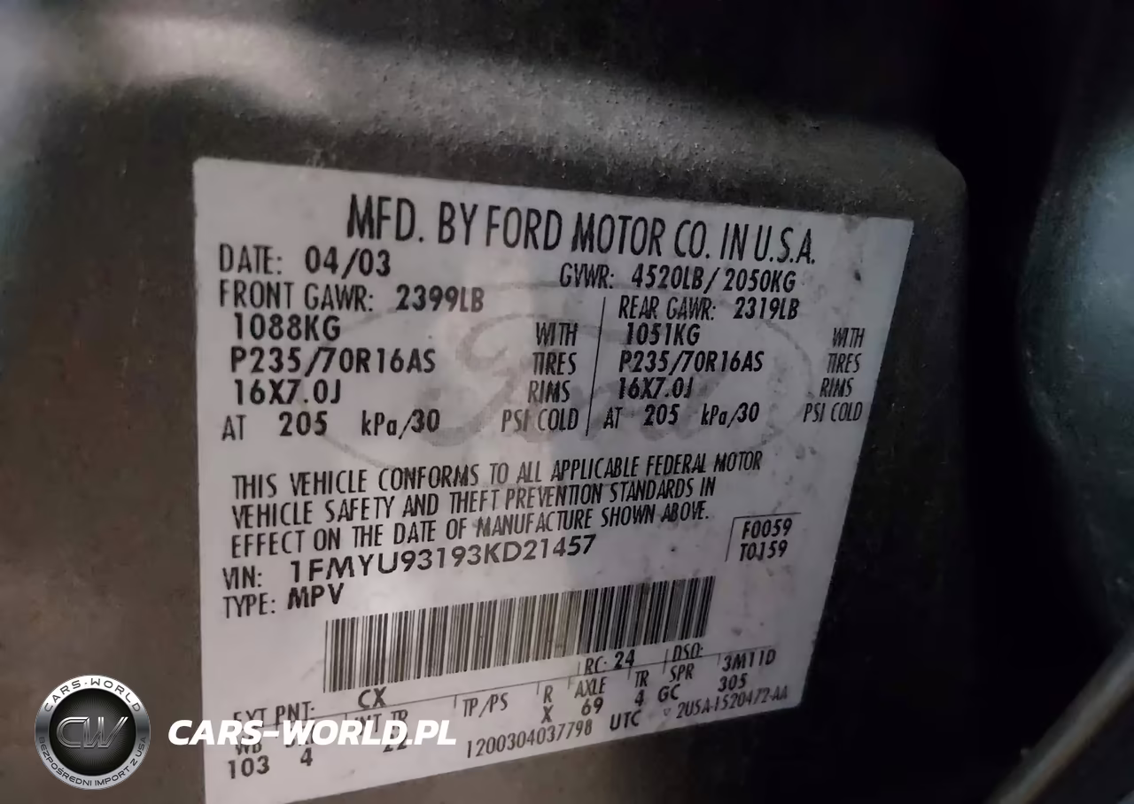 2003 Ford Escape Xlt VIN:1FMYU93193KD21457 - 9