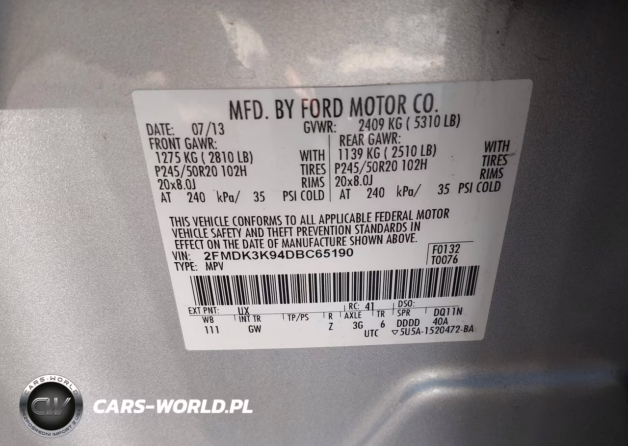 2013 Ford Edge Limited VIN:2FMDK3K94DBC65190 - 9