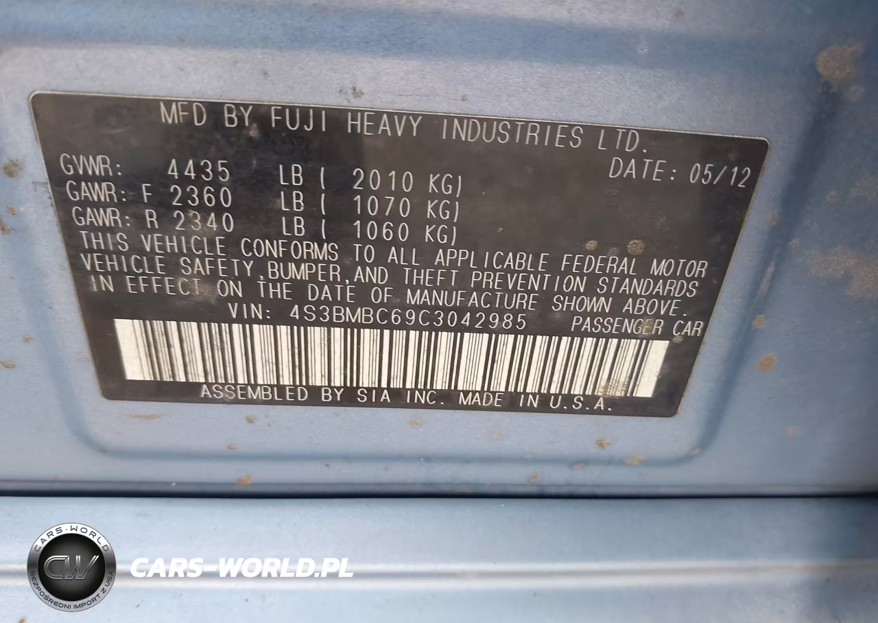 2012 Subaru Legacy 2.5I Premium VIN:4S3BMBC69C3042985 - 9