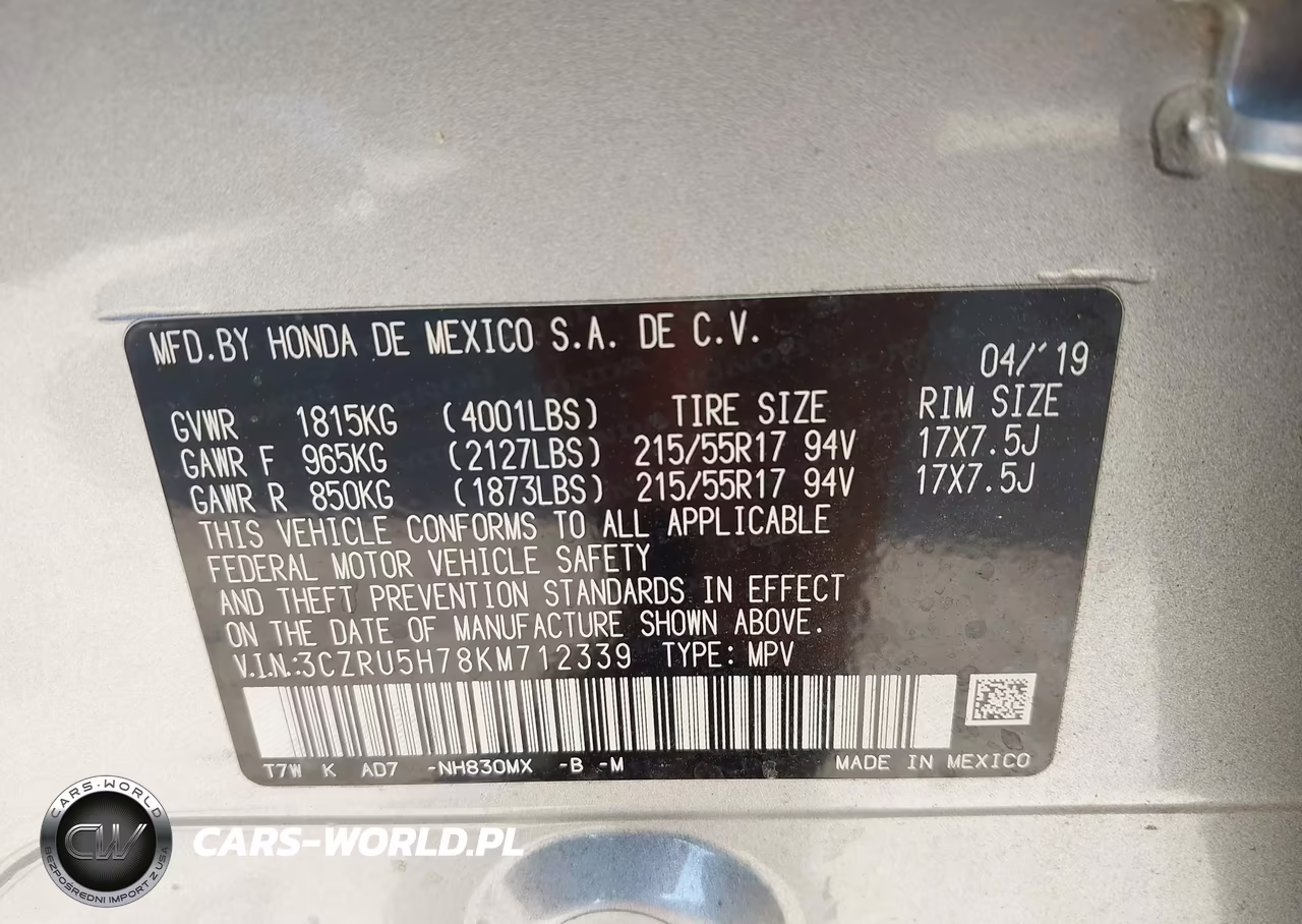 2019 Honda Hr-V Ex-L VIN:3CZRU5H78KM712339 - 9