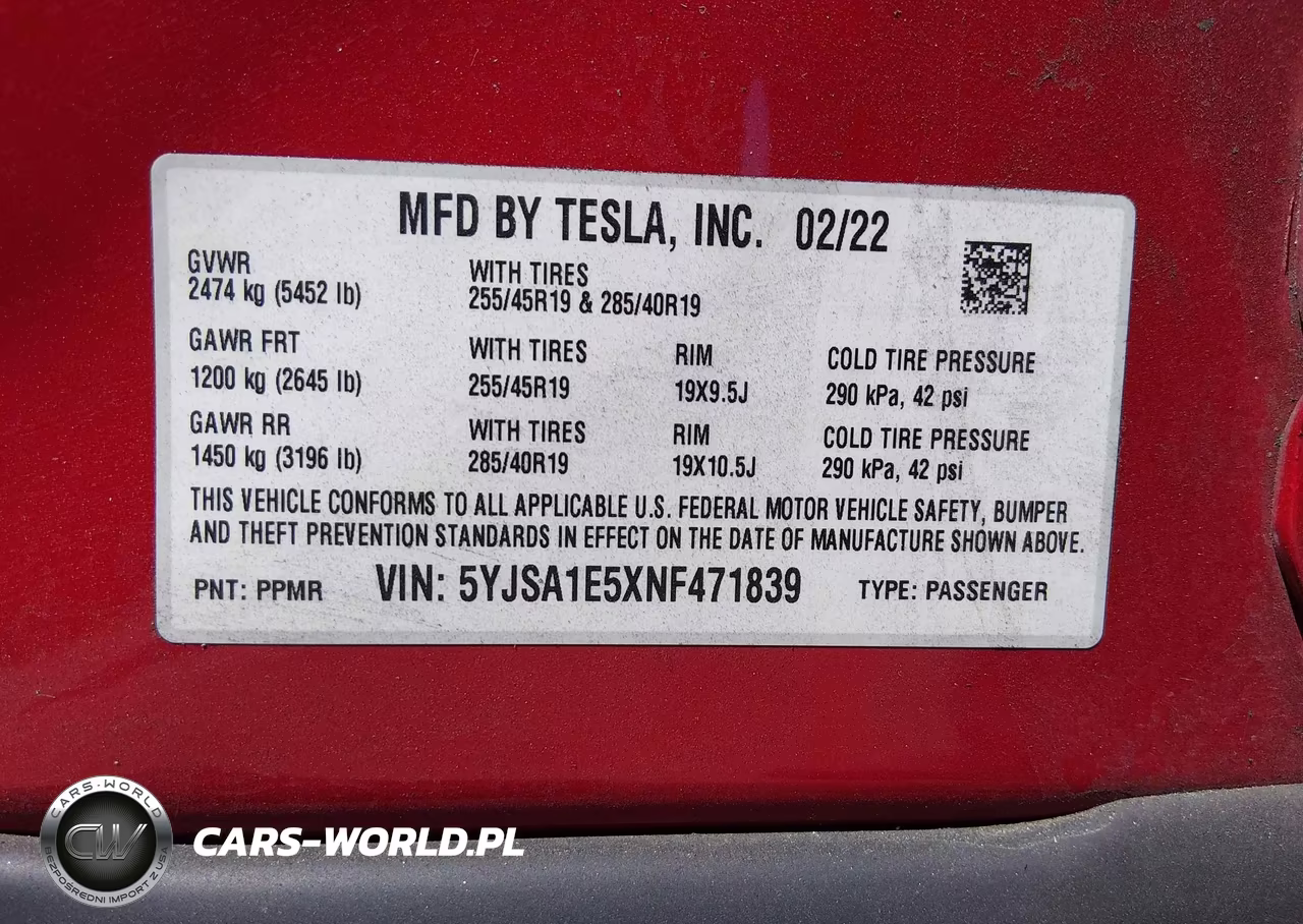 2022 Tesla Model S Dual Motor All-Wheel Drive VIN:5YJSA1E5XNF471839 - 9