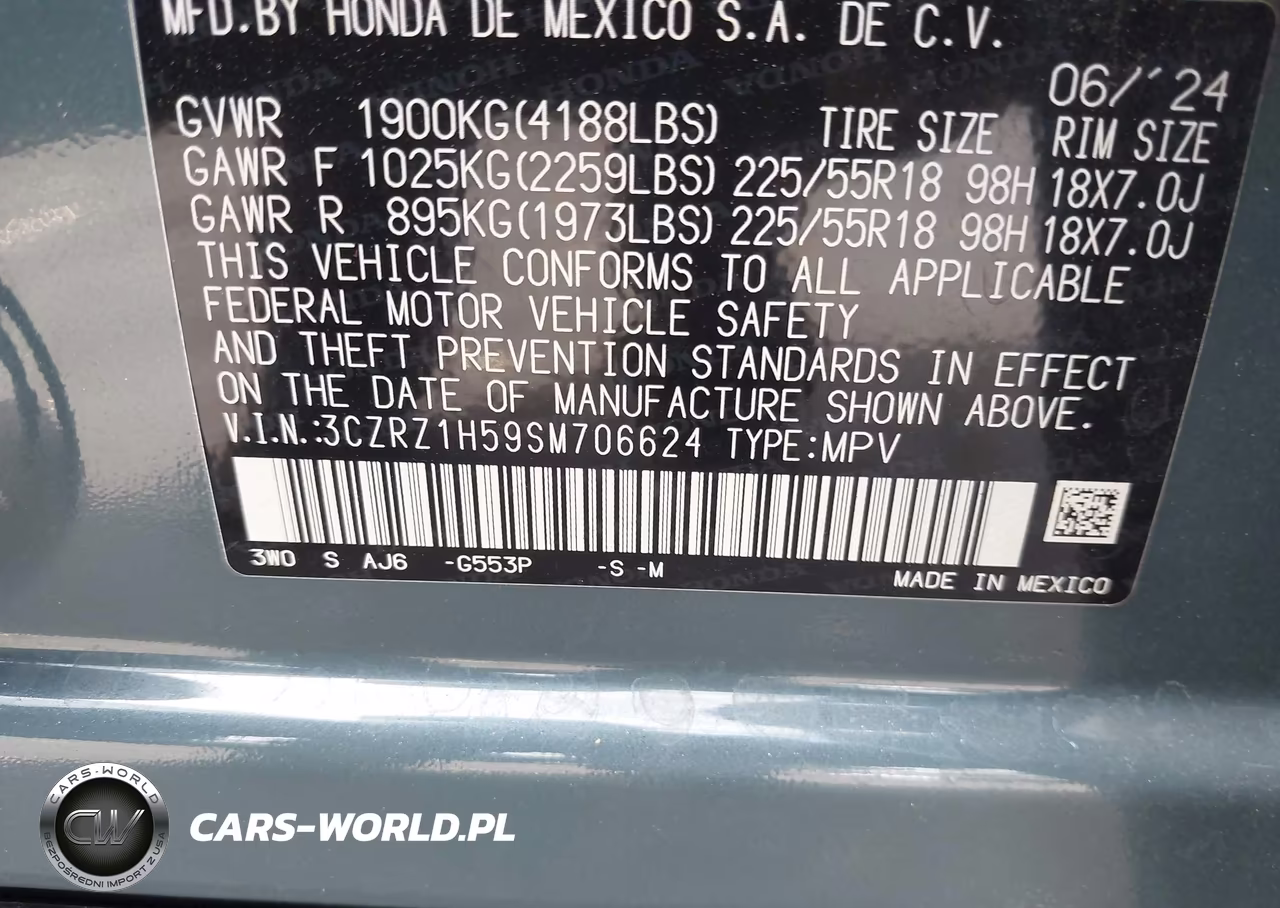 2025 Honda Hr-V 2Wd Sport VIN:3CZRZ1H59SM706624 - 9
