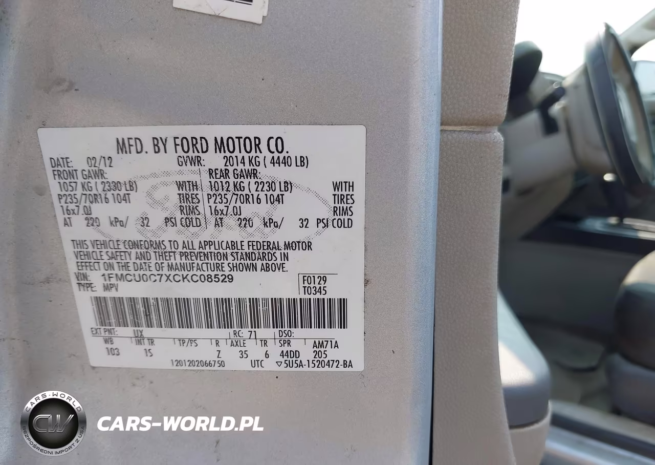 2012 Ford Escape Xls VIN:1FMCU0C7XCKC08529 - 9