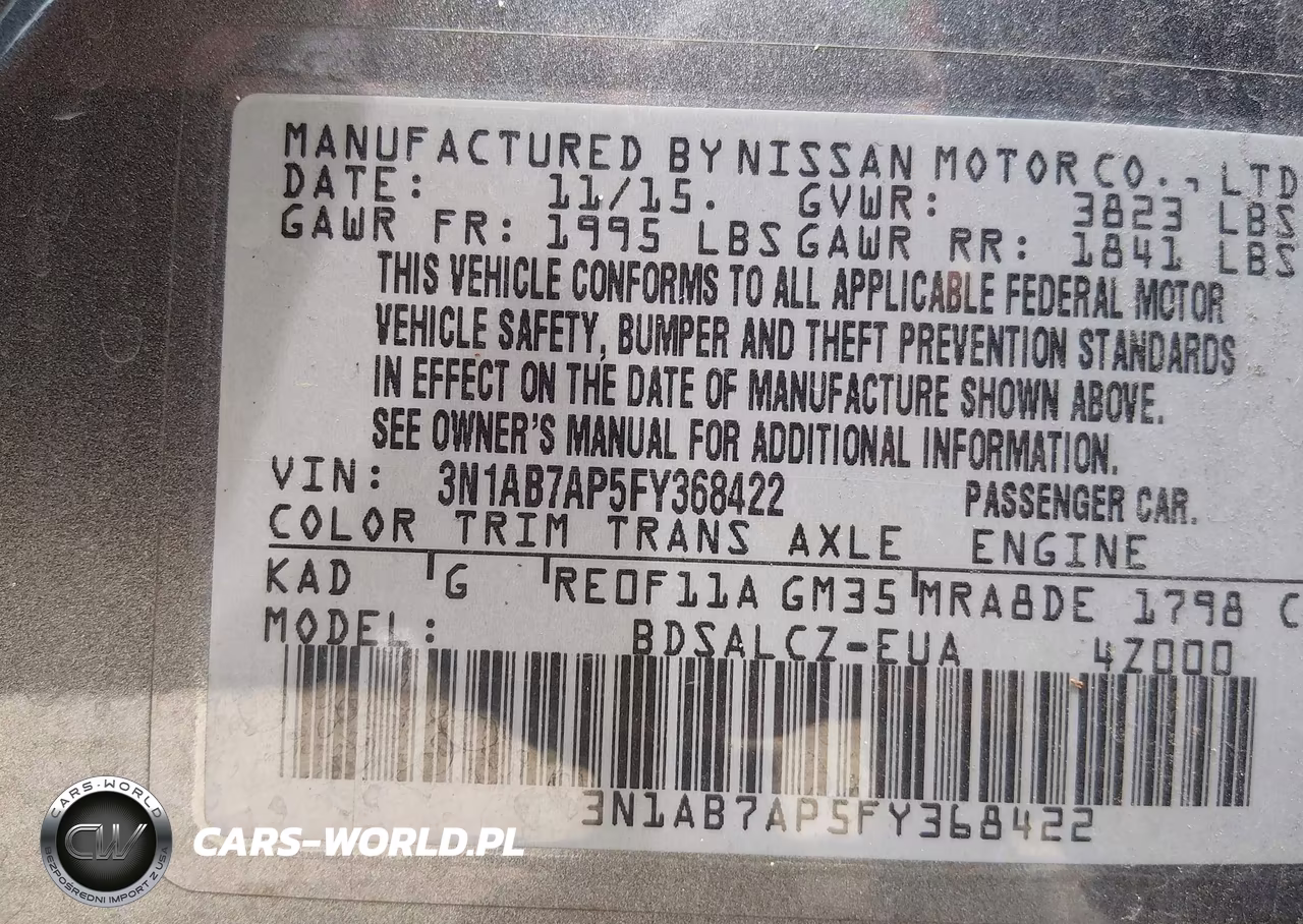 2015 Nissan Sentra S VIN:3N1AB7AP5FY368422 - 9