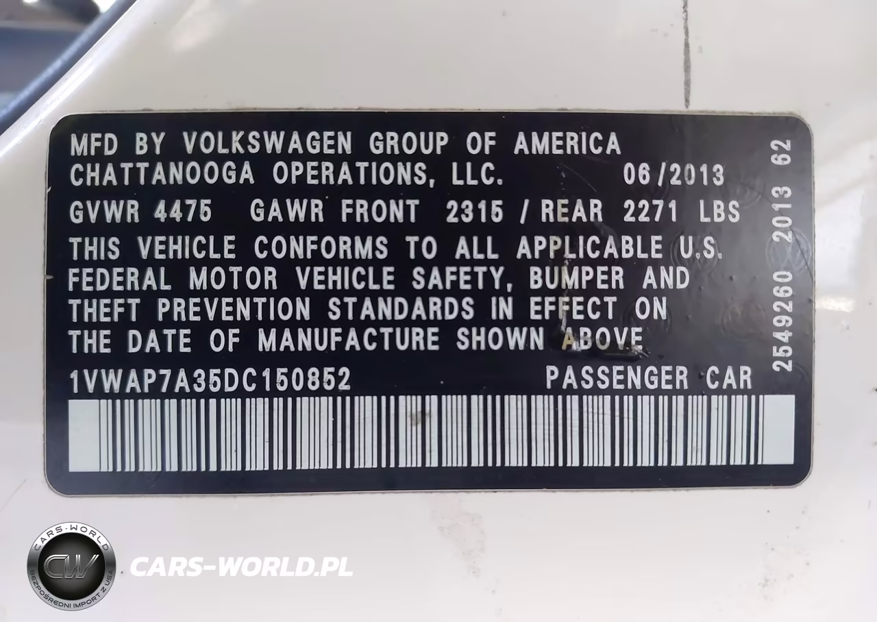 2013 Volkswagen Passat 2.5L Wolfsburg Edition VIN:1VWAP7A35DC150852 - 9