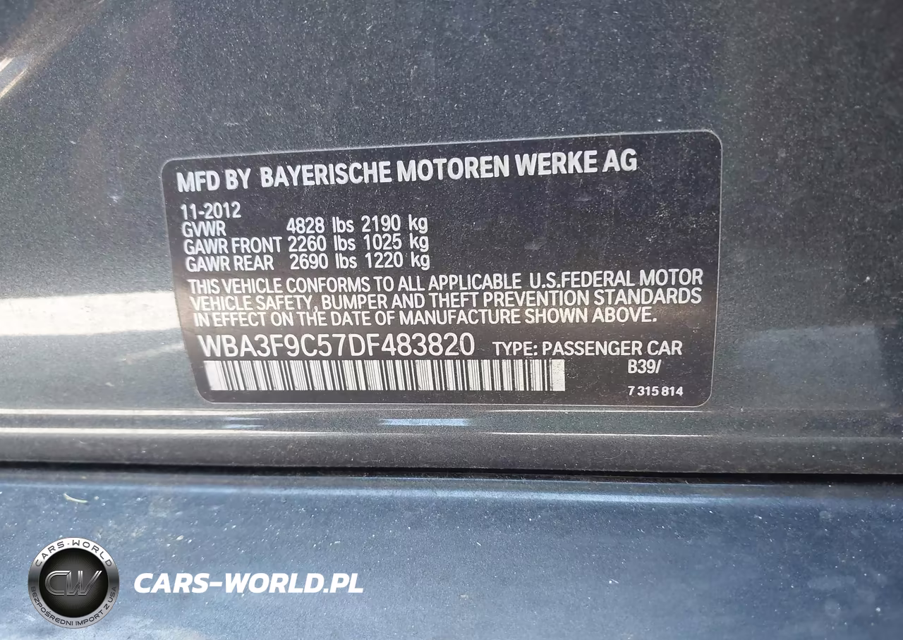 2013 BMW Activehybrid 3 VIN:WBA3F9C57DF483820 - 9