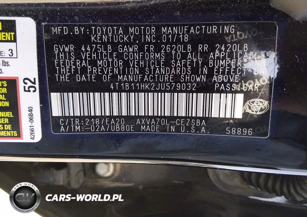 2018 Toyota Camry Se VIN:4T1B11HK2JU579032 - 9
