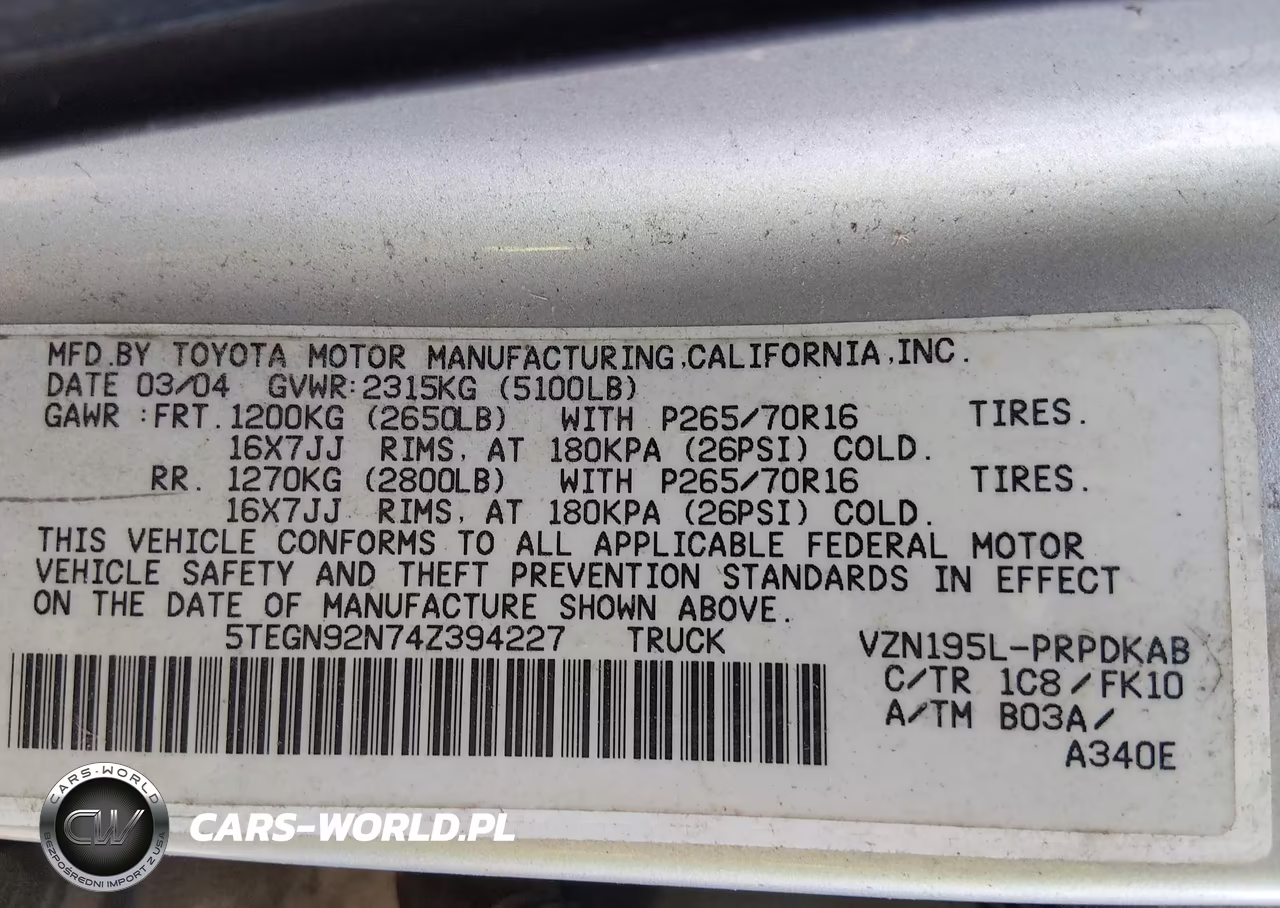 2004 Toyota Tacoma Prerunner V6 VIN:5TEGN92N74Z394227 - 9
