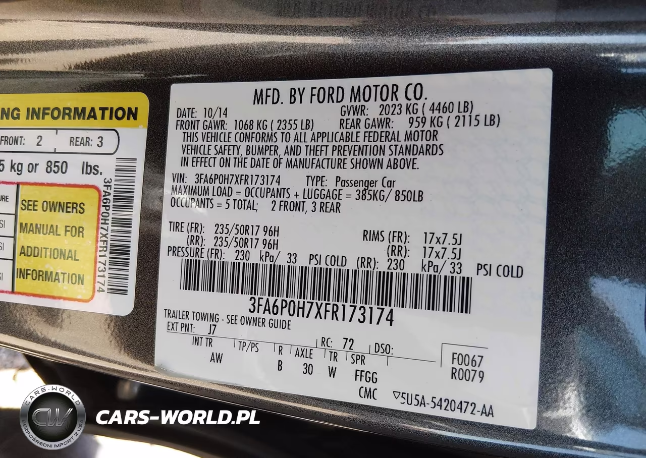 2015 Ford Fusion Se VIN:3FA6P0H7XFR173174 - 9