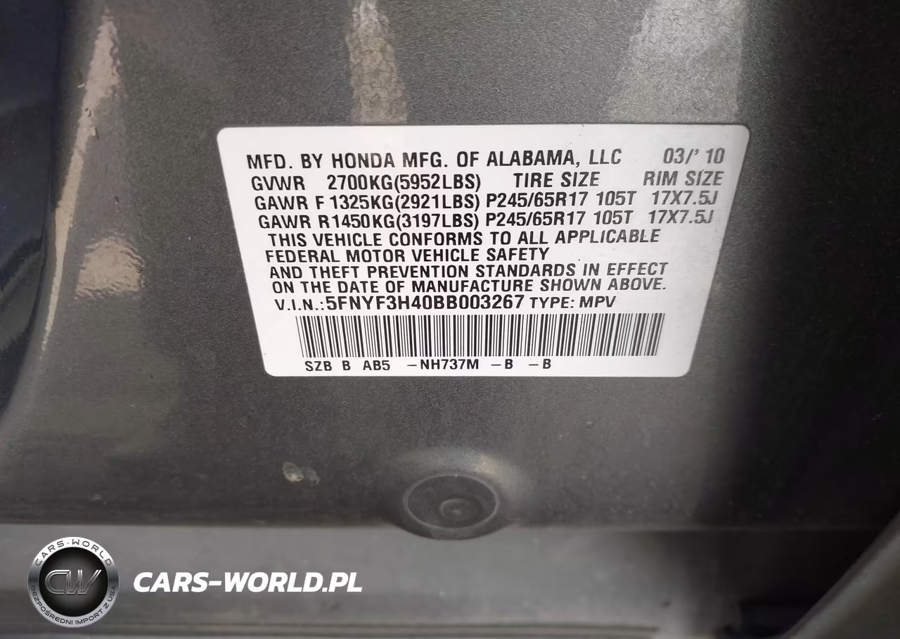 2011 Honda Pilot Ex VIN:5FNYF3H40BB003267 - 9