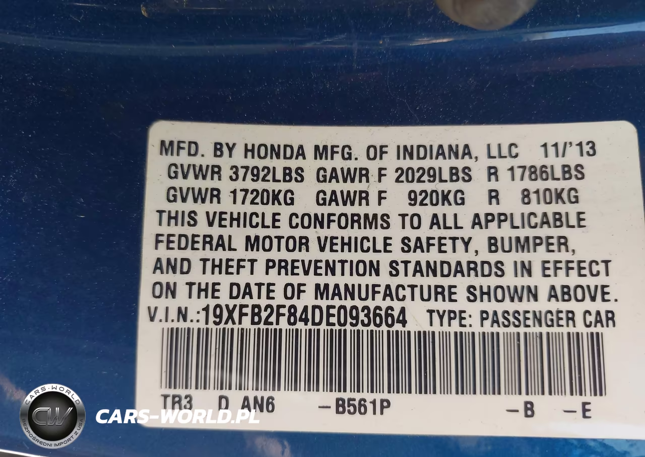 2013 Honda Civic Ex VIN:19XFB2F84DE093664 - 9