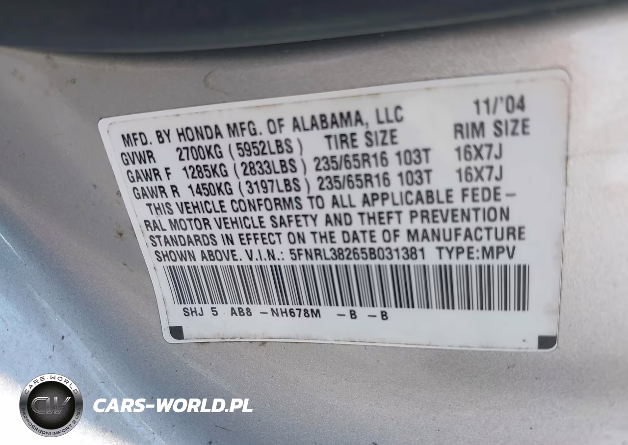 2005 Honda Odyssey Lx VIN:5FNRL38265B031381 - 9