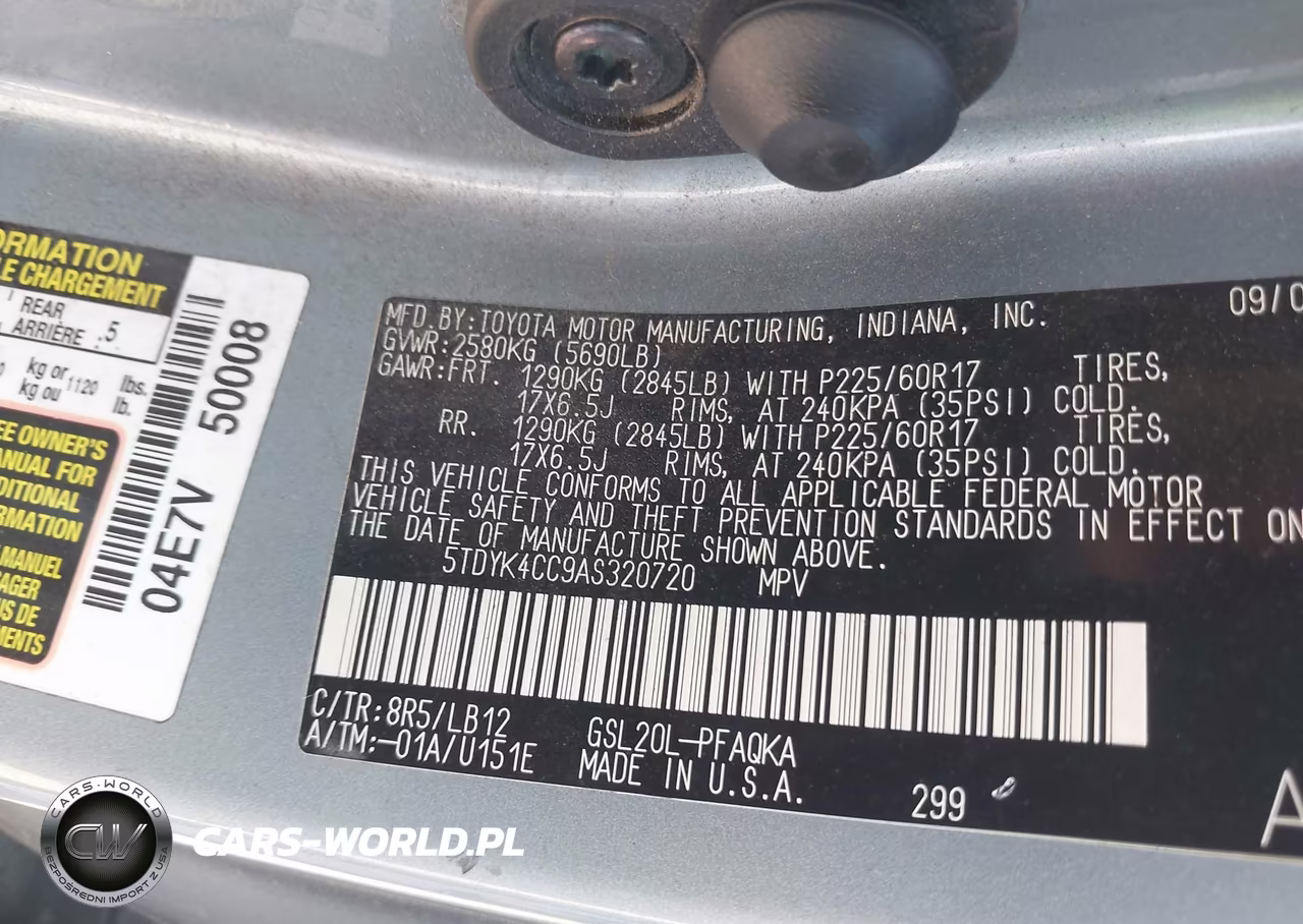 2010 Toyota Sienna Xle VIN:5TDYK4CC9AS320720 - 9