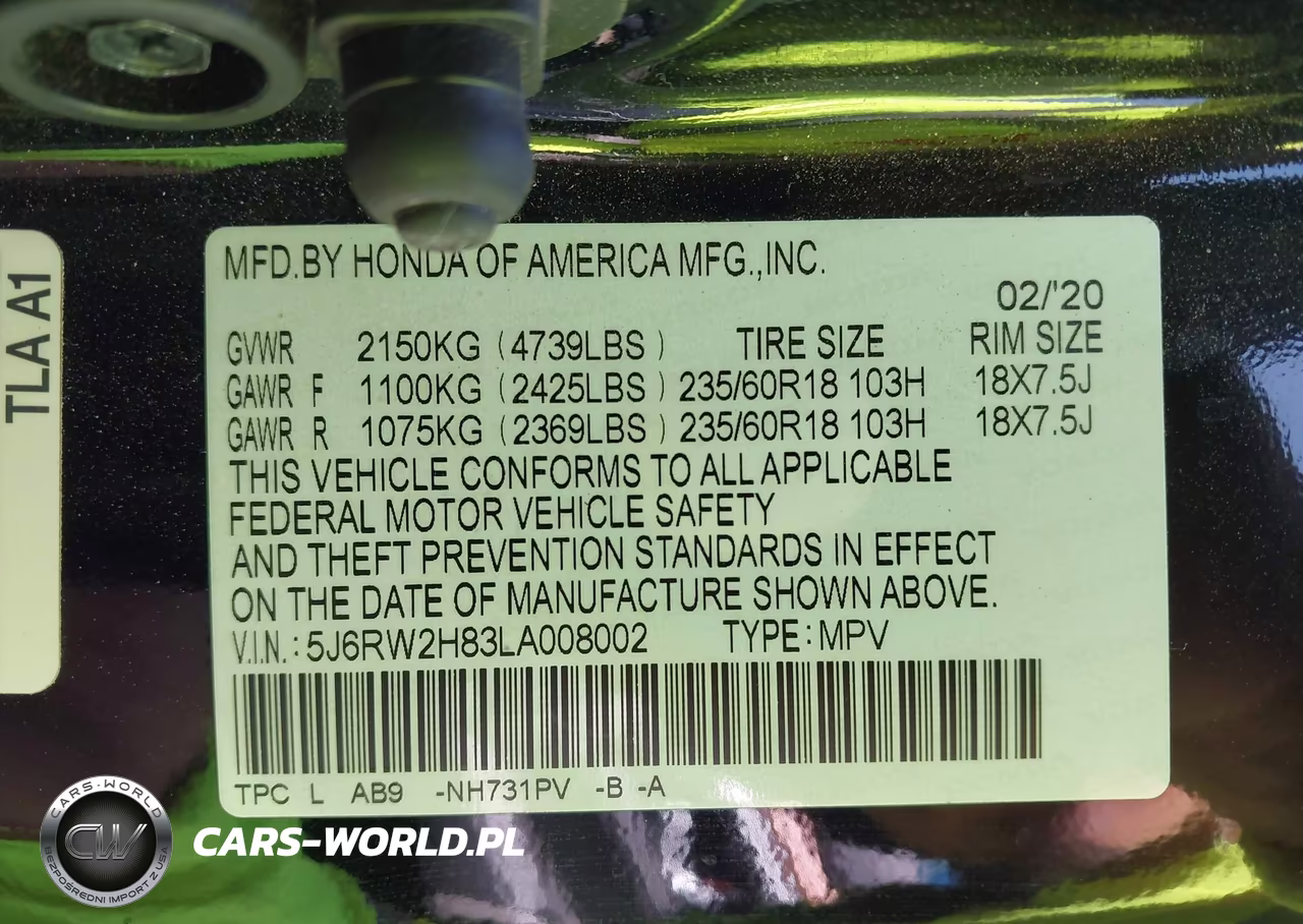2020 Honda Cr-V Awd Ex-L VIN:5J6RW2H83LA008002 - 9