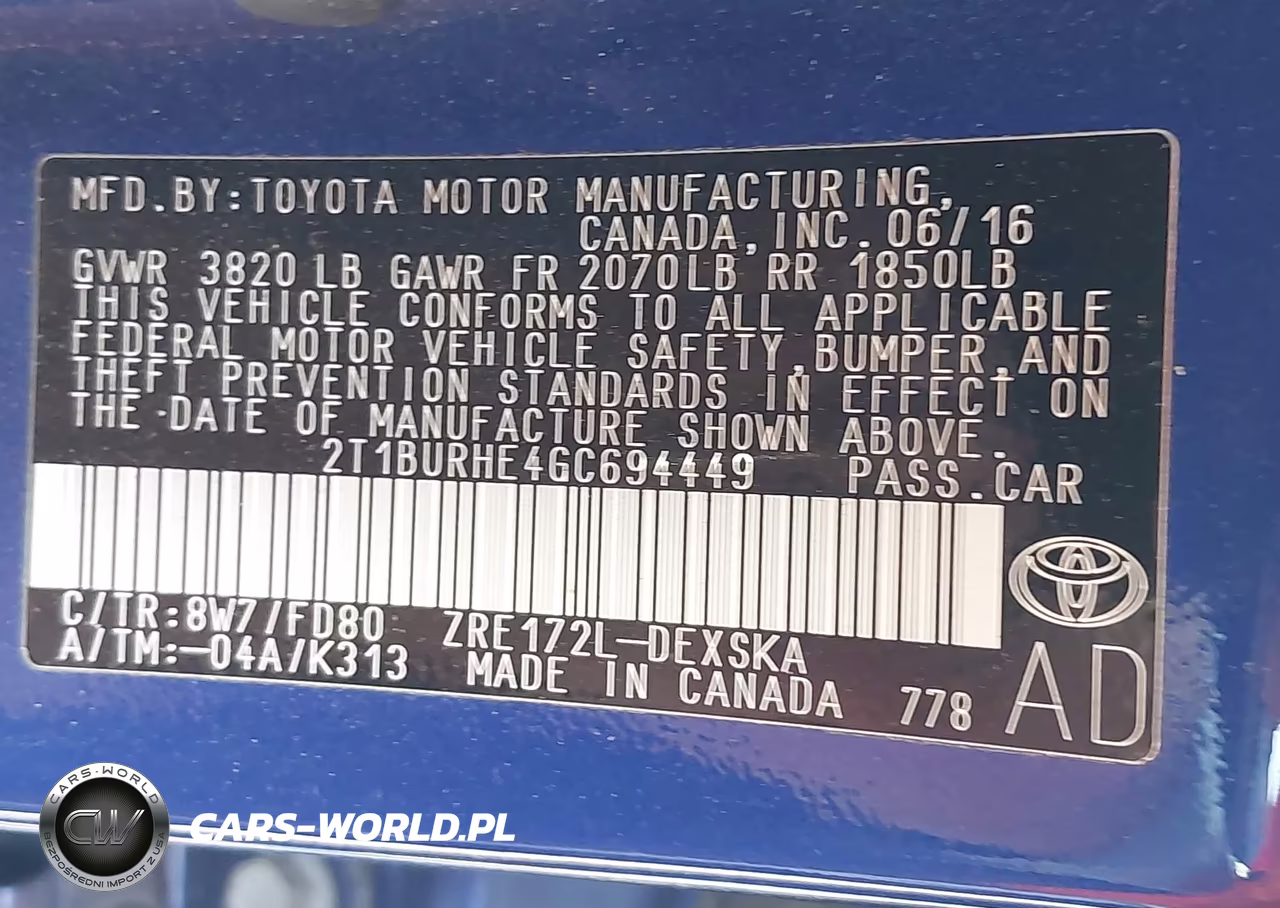 2016 Toyota Corolla S Plus VIN:2T1BURHE4GC694449 - 9