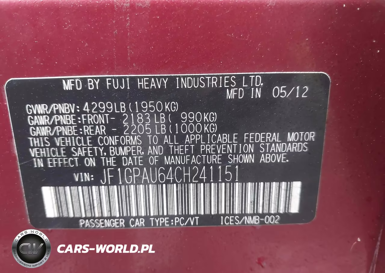 2012 Subaru Impreza 2.0I Sport Limited VIN:JF1GPAU64CH241151 - 9