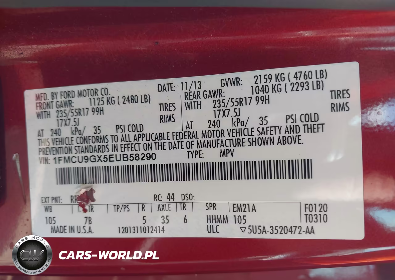 2014 Ford Escape Se VIN:1FMCU9GX5EUB58290 - 9