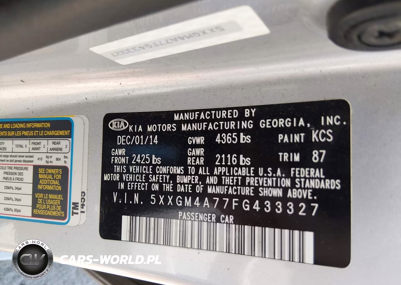 2015 Kia Optima Lx VIN:5XXGM4A77FG433327 - 9