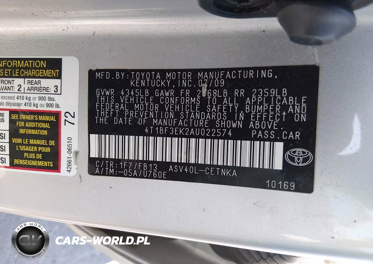 2010 Toyota Camry Le VIN:4T1BF3EK2AU022574 - 9