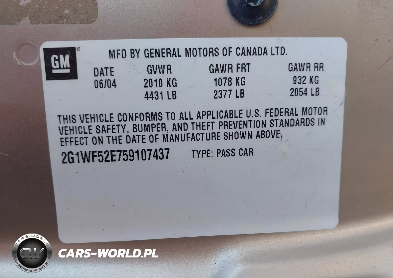 2005 Chevrolet Impala VIN:2G1WF52E759107437 - 9