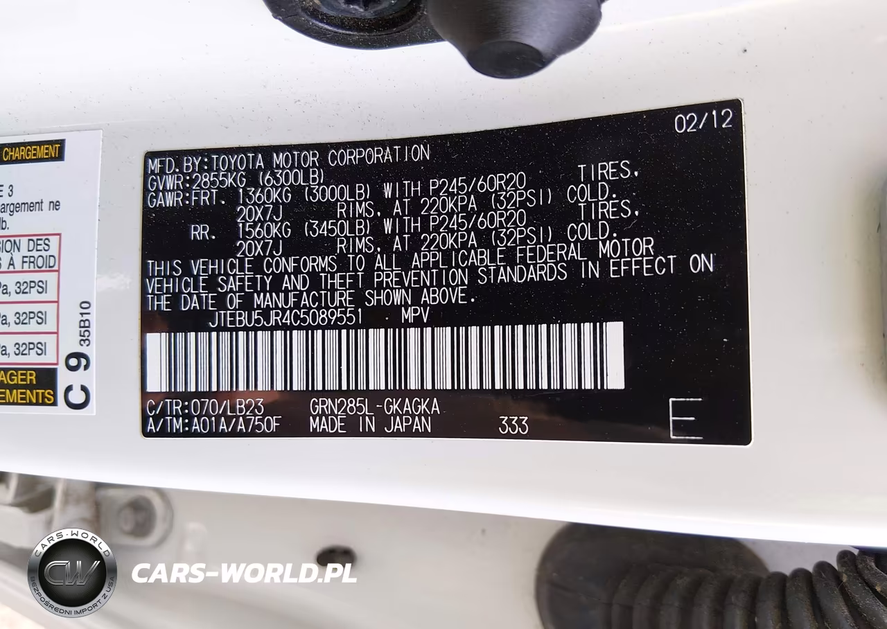 2012 Toyota 4Runner Limited VIN:JTEBU5JR4C5089551 - 9