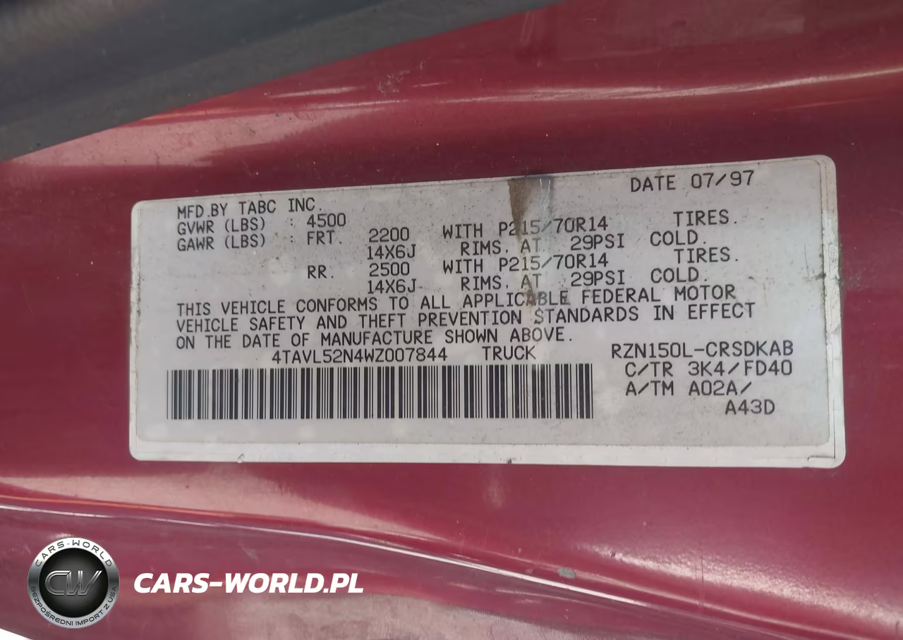 1998 Toyota Tacoma VIN:4TAVL52N4WZ007844 - 9