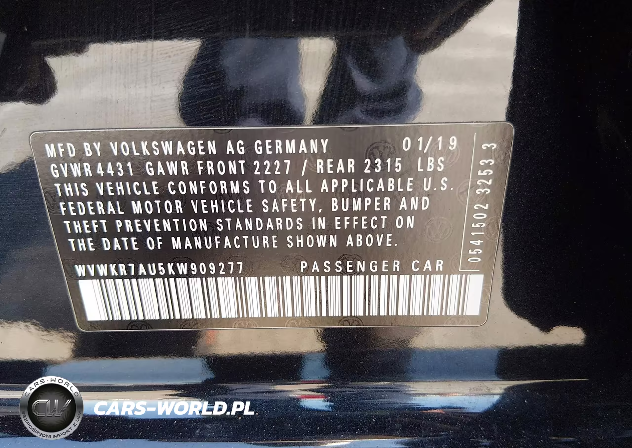 2019 Volkswagen E-Golf Se VIN:WVWKR7AU5KW909277 - 9