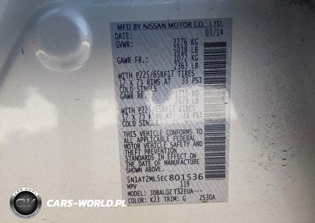 2014 Nissan Rogue Sv VIN:5N1AT2ML5EC801536 - 9