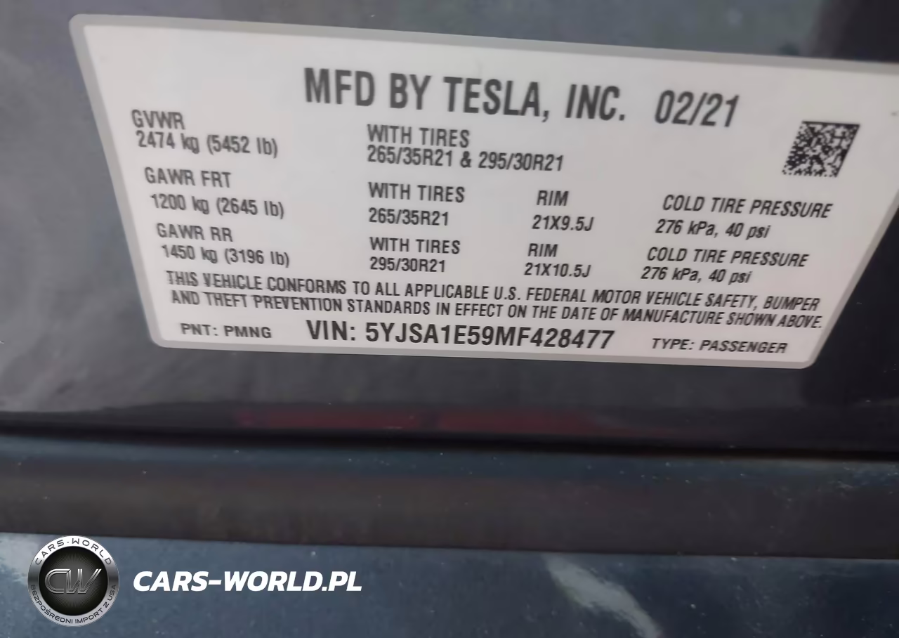 2021 Tesla Model S Long Range Dual Motor All-Wheel Drive VIN:5YJSA1E59MF428477 - 9
