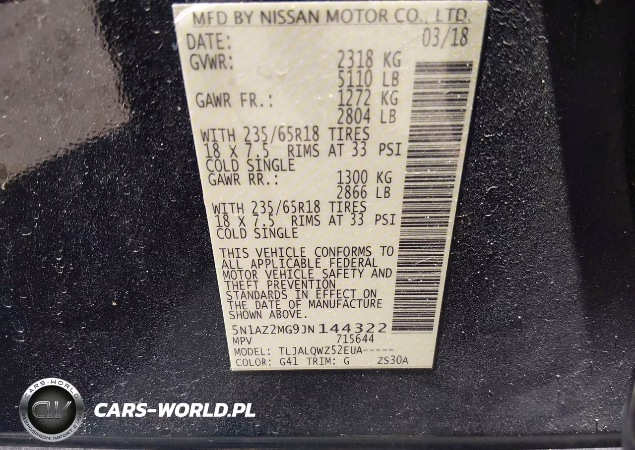 2018 Nissan Murano Sv VIN:5N1AZ2MG9JN144322 - 9