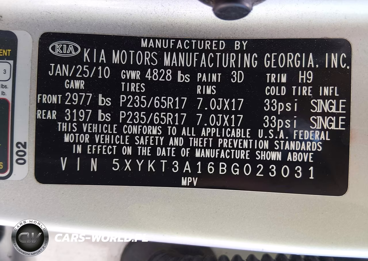 2011 Kia Sorento VIN:5XYKT3A16BG023031 - 9