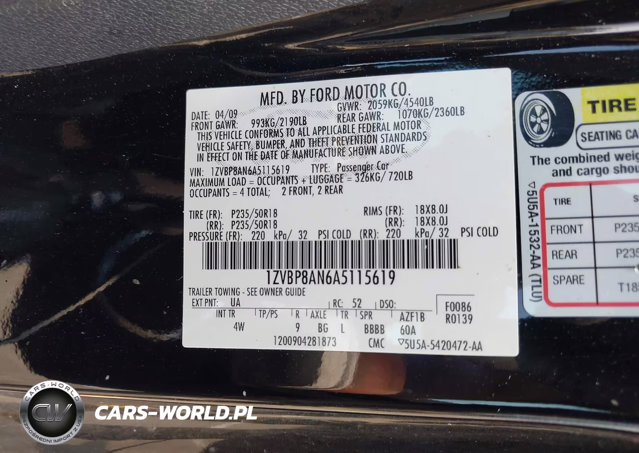 2010 Ford Mustang V6-V6 Premium VIN:1ZVBP8AN6A5115619 - 9