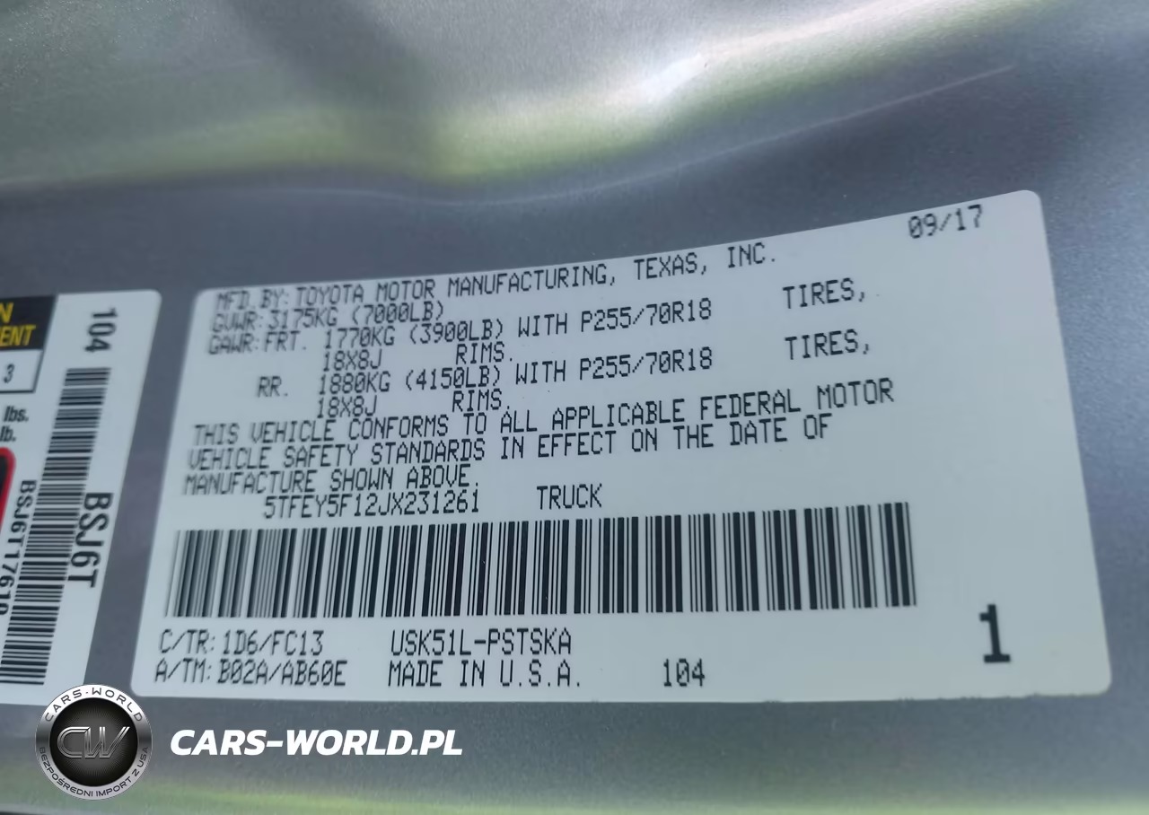2018 Toyota Tundra Sr5 5.7L V8 VIN:5TFEY5F12JX231261 - 9