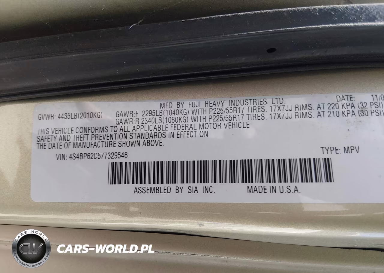 2007 Subaru Outback 2.5I Limited VIN:4S4BP62C577329546 - 9