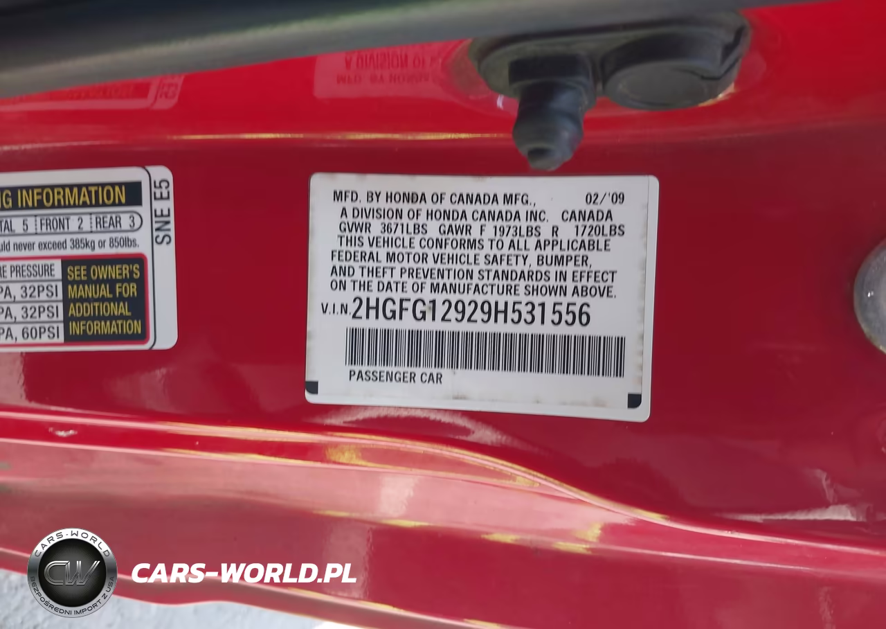 2009 Honda Civic Ex-L VIN:2HGFG12929H531556 - 9