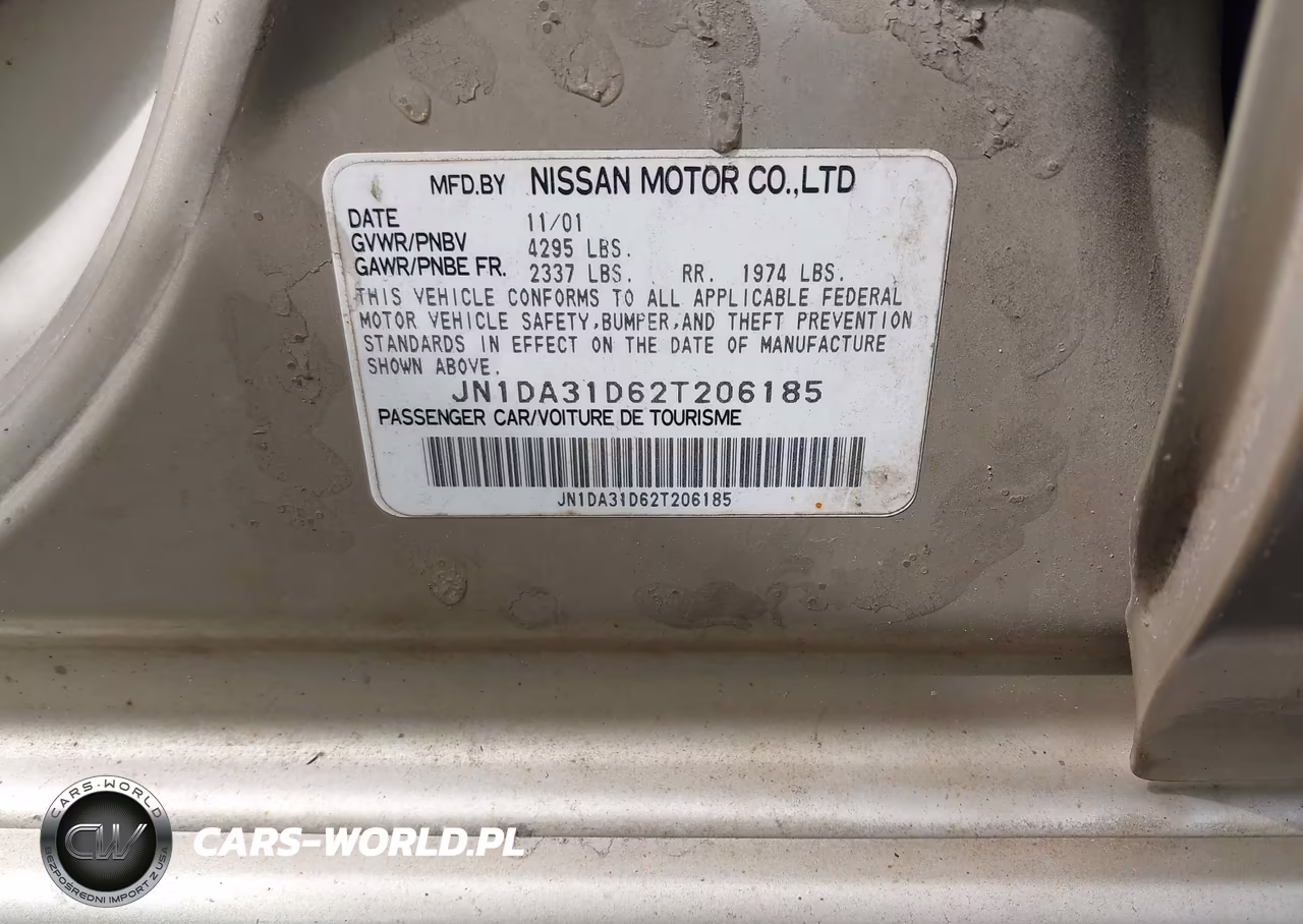 2002 Nissan Maxima Gxe VIN:JN1DA31D62T206185 - 9