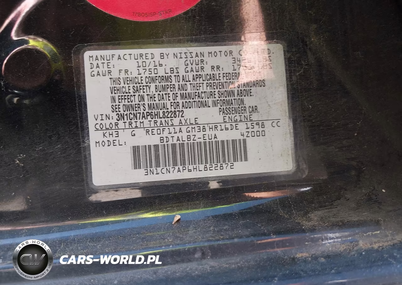 2017 Nissan Versa 1.6 Sv VIN:3N1CN7AP6HL822872 - 9