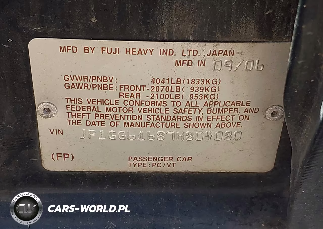 2007 Subaru Impreza 2.5I VIN:JF1GG61687H804080 - 9