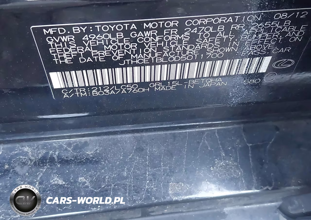 2013 Lexus Gs 350 VIN:JTHCE1BL0D5011700 - 9