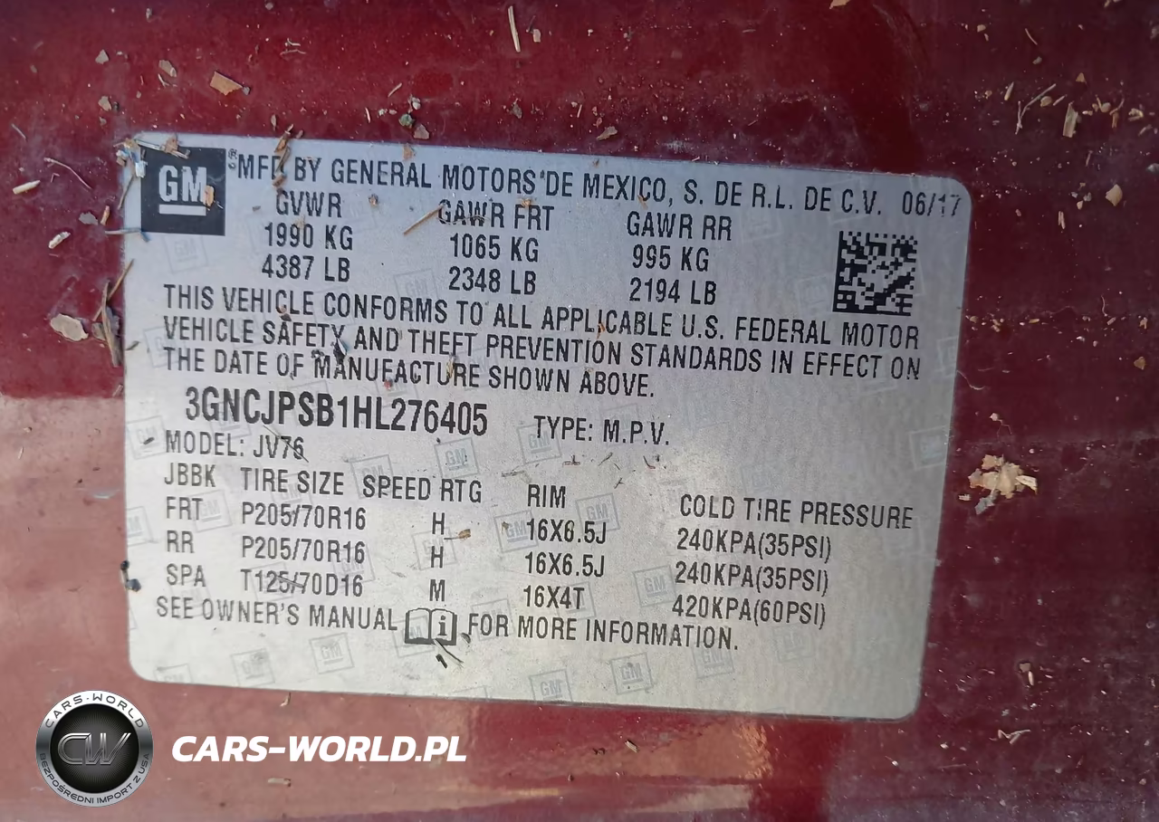 2017 Chevrolet Trax Lt VIN:3GNCJPSB1HL276405 - 9