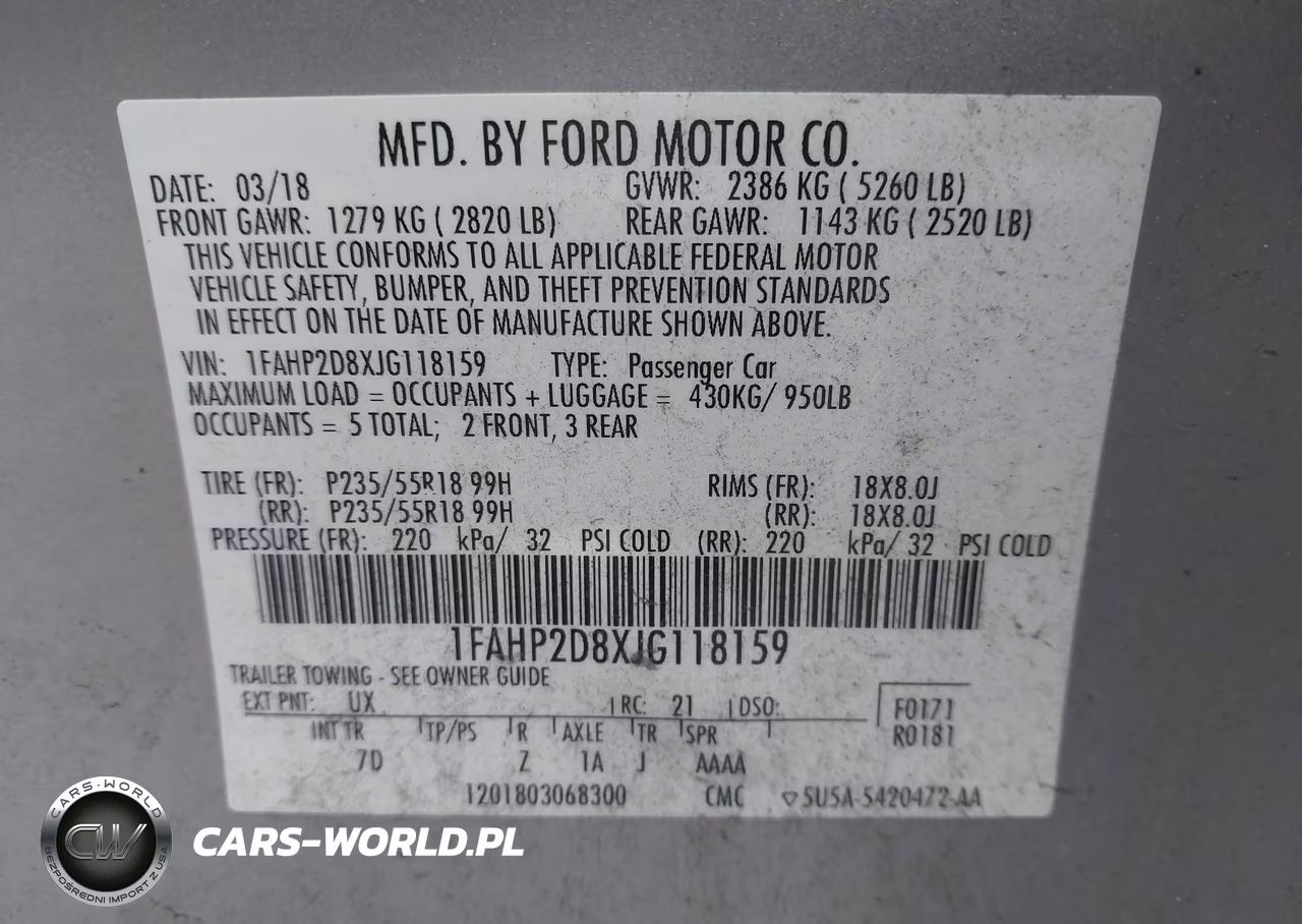 2018 Ford Taurus Se VIN:1FAHP2D8XJG118159 - 9