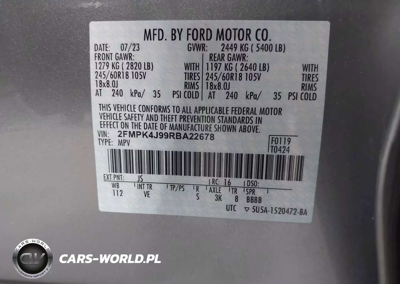 2024 Ford Edge Sel VIN:2FMPK4J99RBA22678 - 9