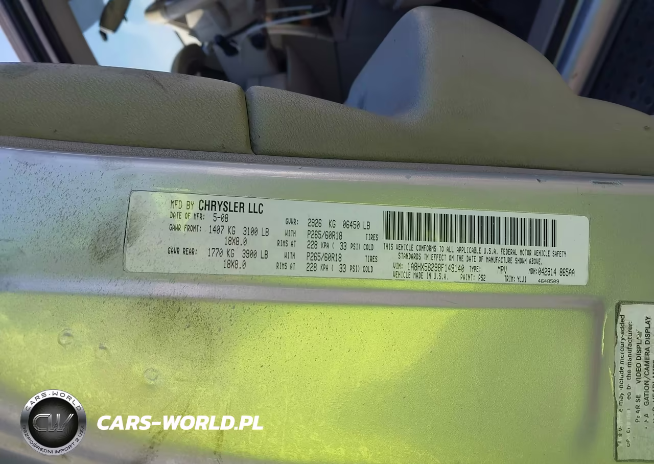 2008 Chrysler Aspen Limited VIN:1A8HX58298F149140 - 9