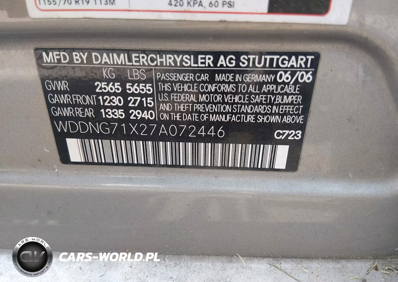 2007 Mercedes-Benz S 550 VIN:WDDNG71X27A072446 - 9
