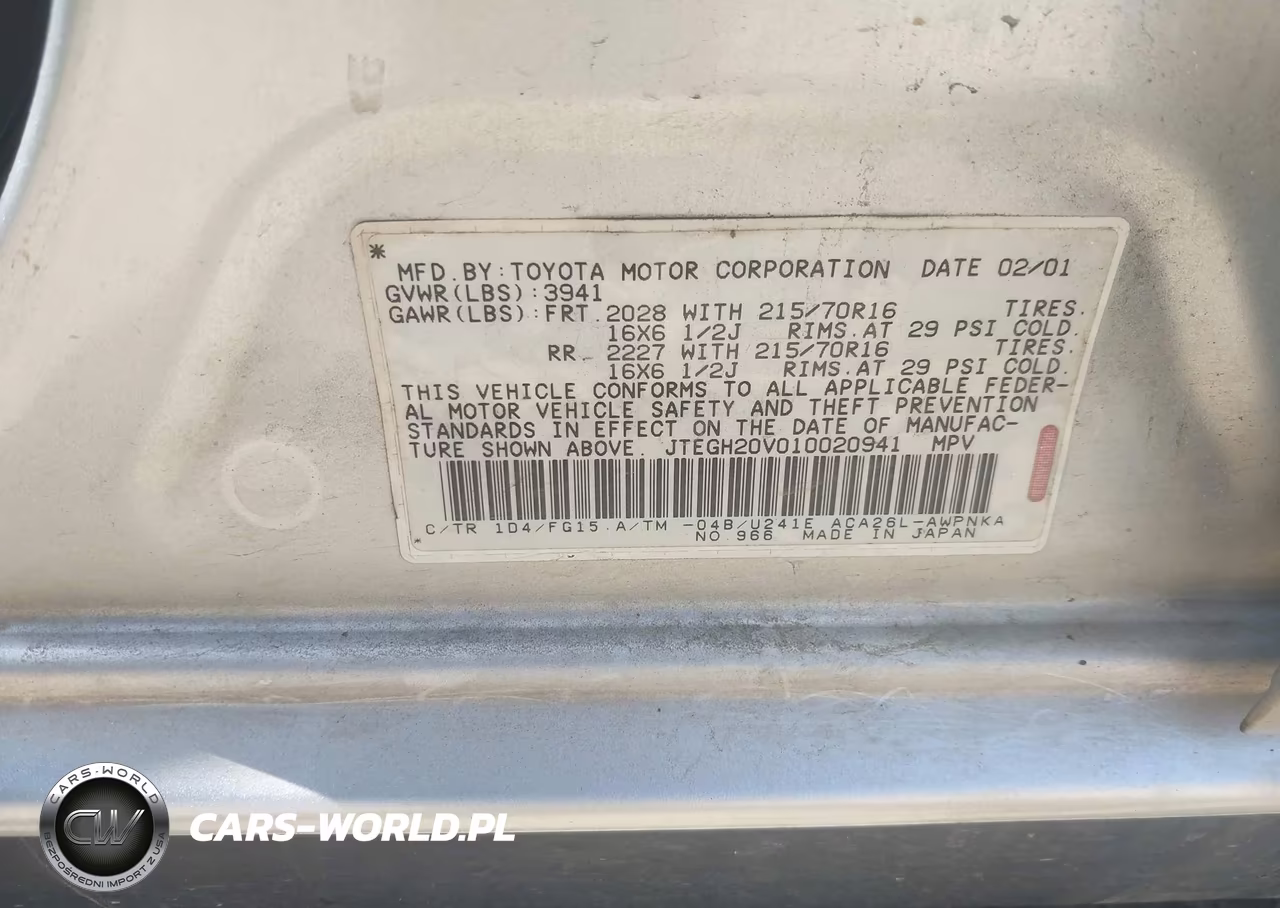 2001 Toyota Rav4 VIN:JTEGH20V010020941 - 9