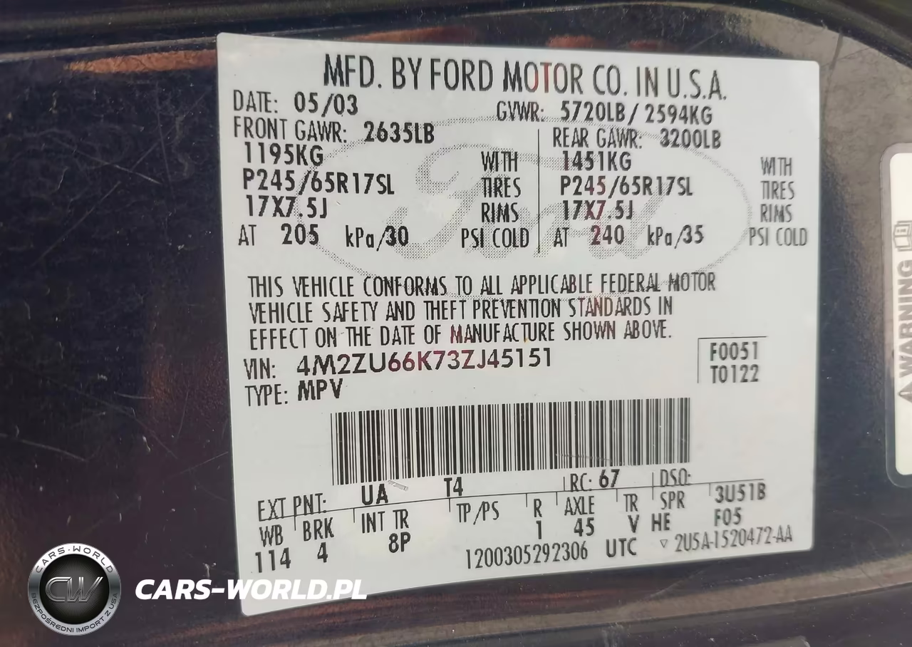 2003 Mercury Mountaineer VIN:4M2ZU66K73ZJ45151 - 9